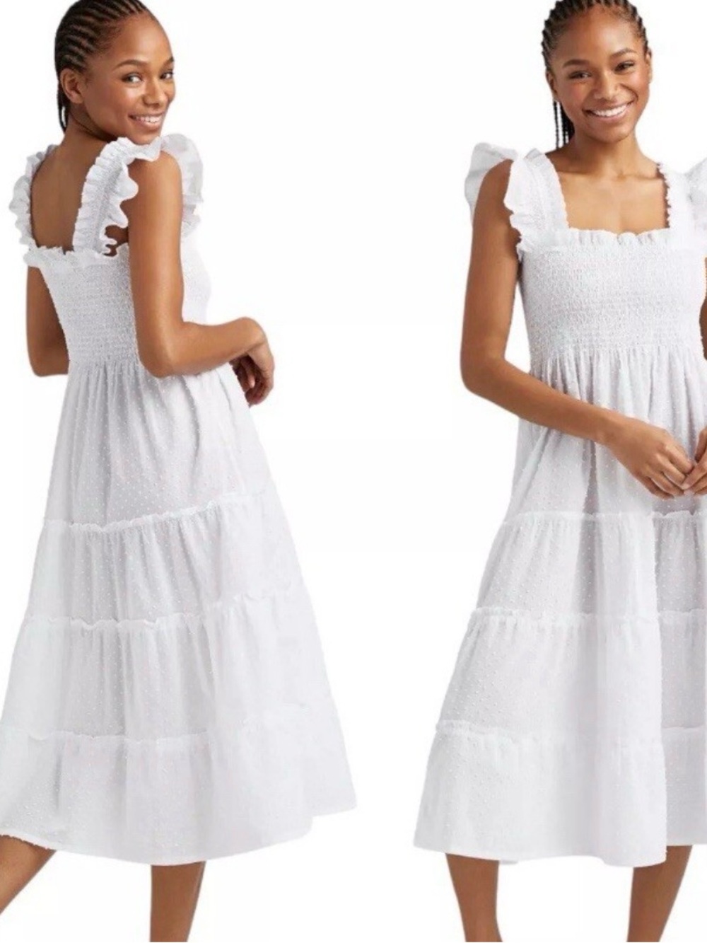 Hill House The Ellie Nap Dress Sheer White Swiss Dot
